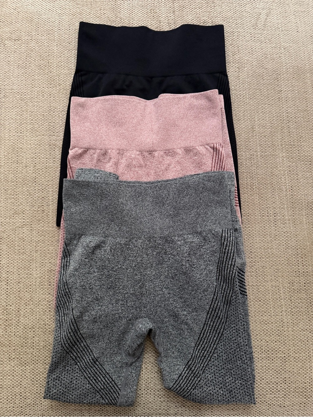 Amazon Women's Seamless High-Waist Leggings Stack - Black, Pink, Gray
